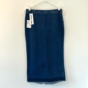 NWT jean maxi skirt McQ by Alexander MCQUEEN Dark Wash Kick Back Denim S…